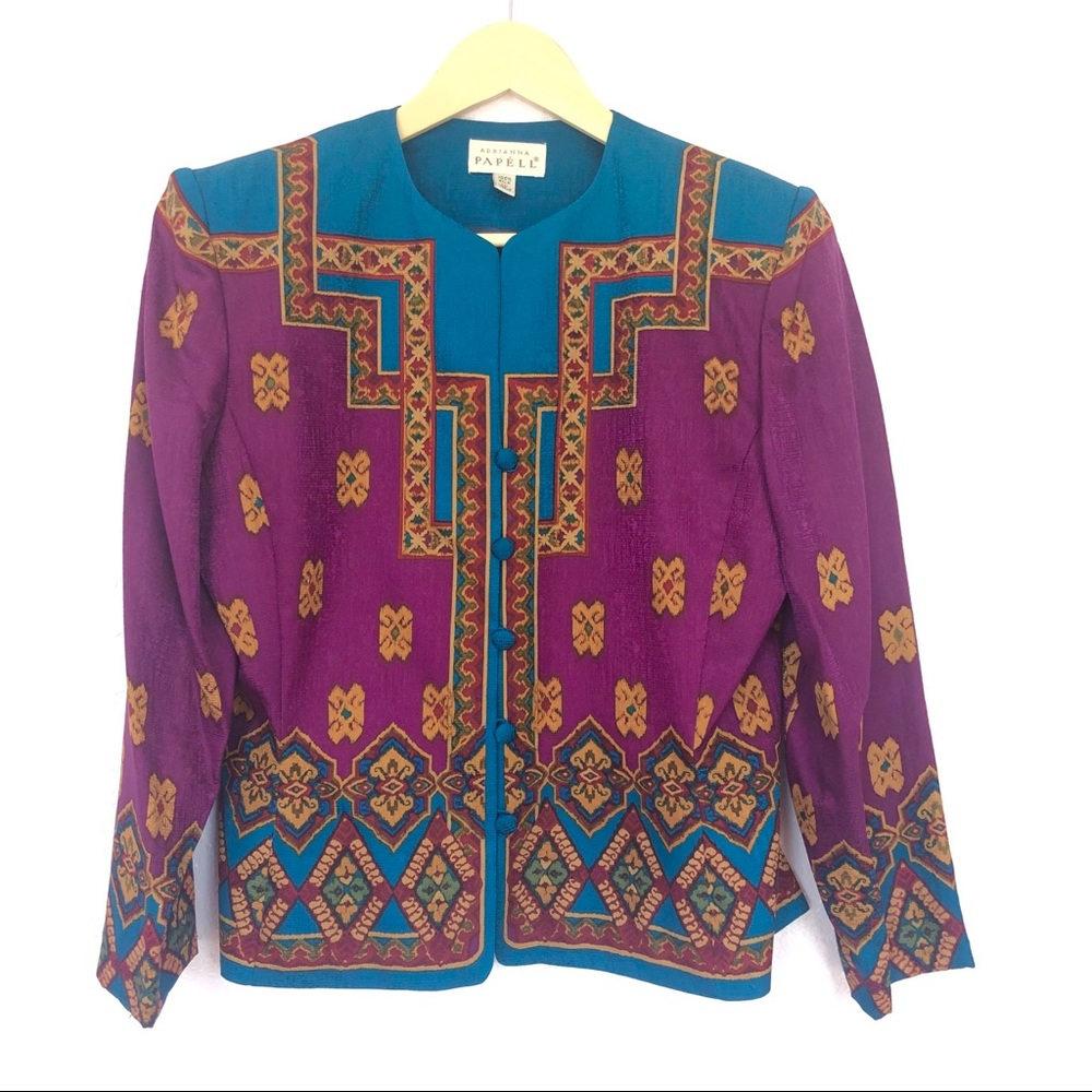 Vtg Adrianna Papell | 100% Silk blazer size 10